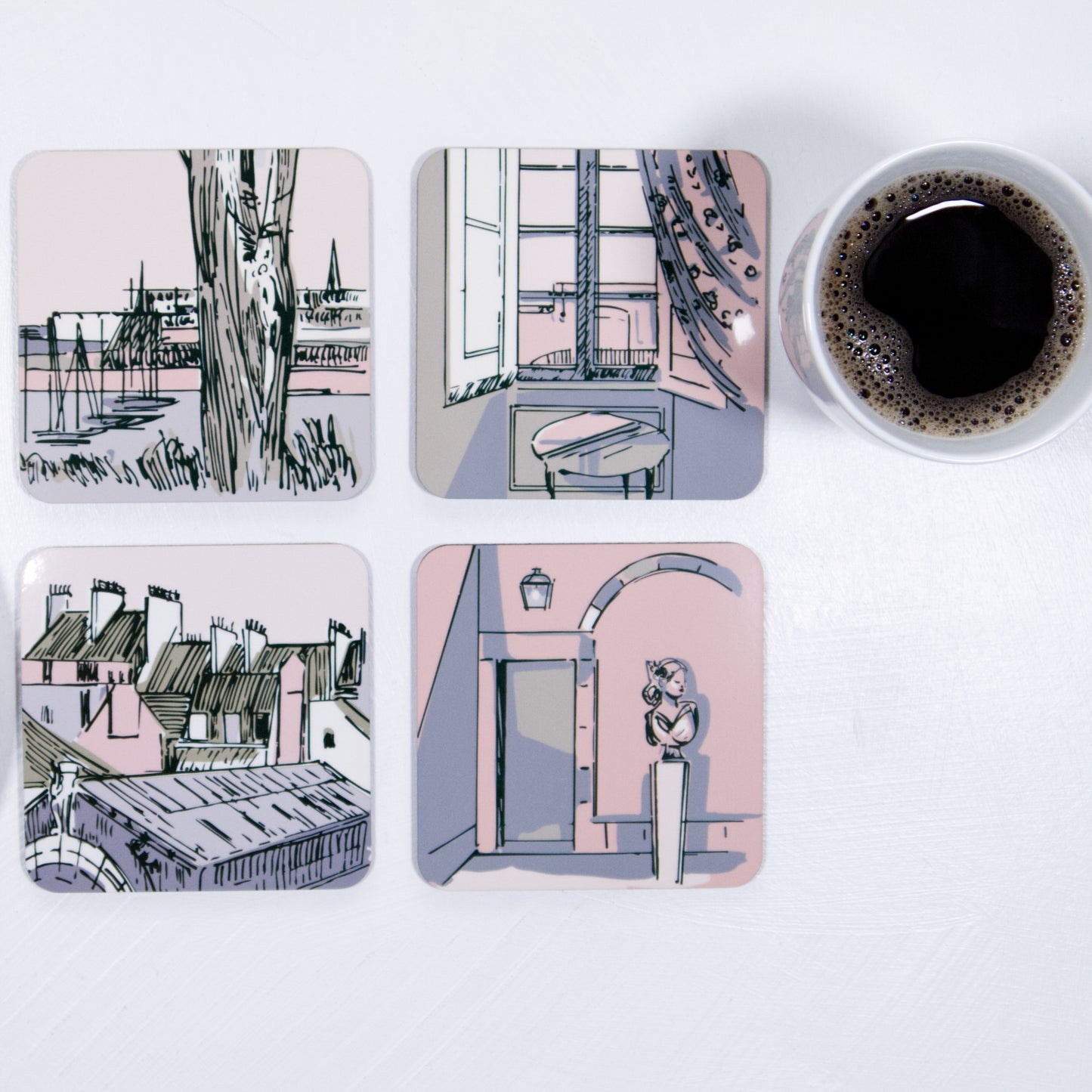 St Malo blush set of 4 coasters