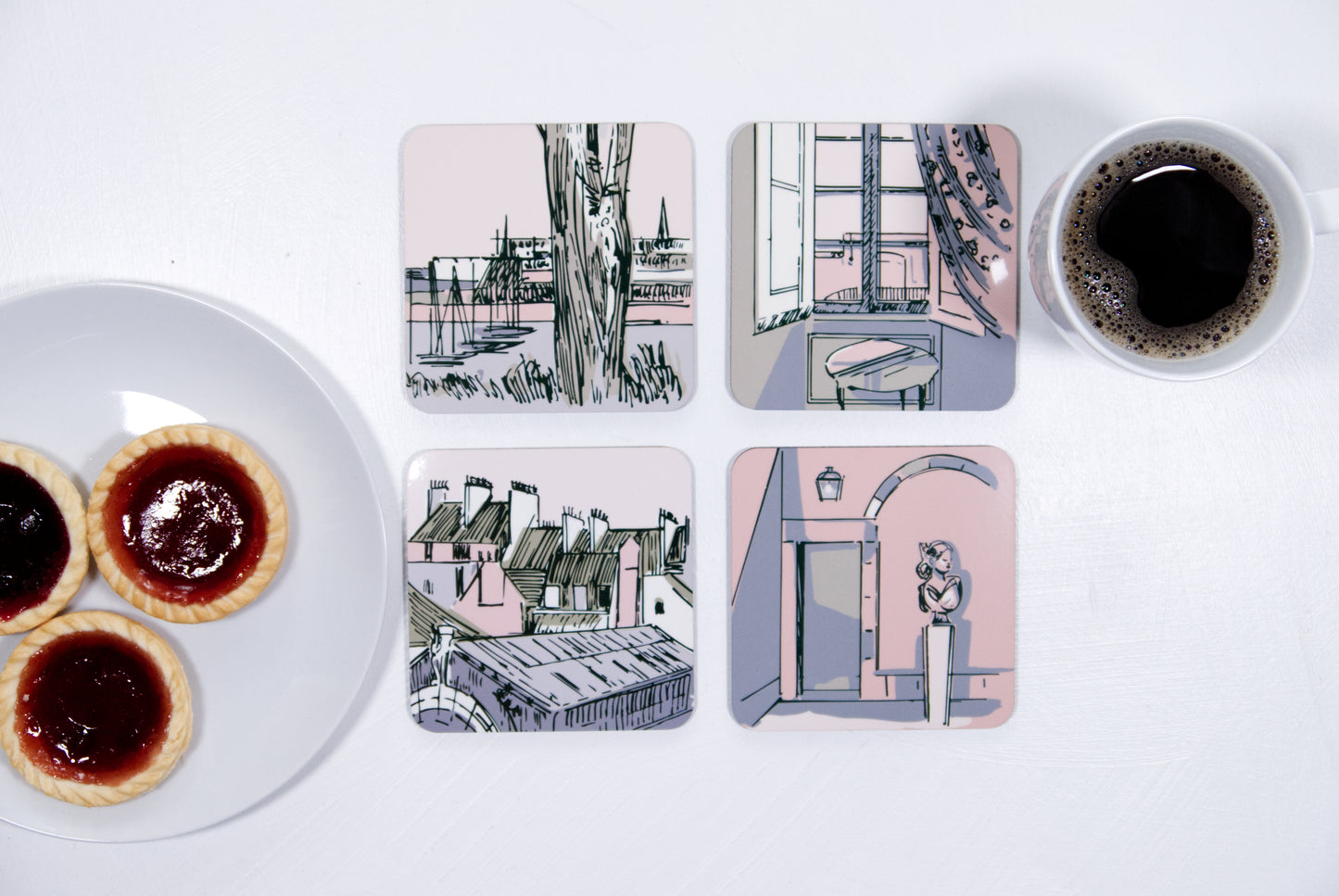 St Malo blush set of 4 coasters