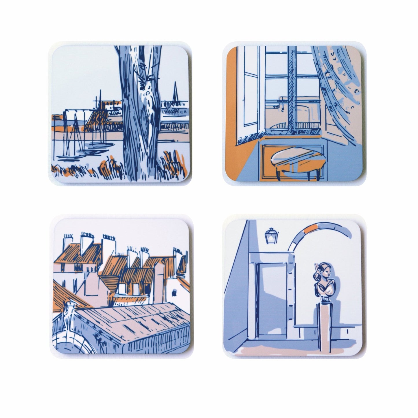 St Malo burnt orange set of 4 coasters