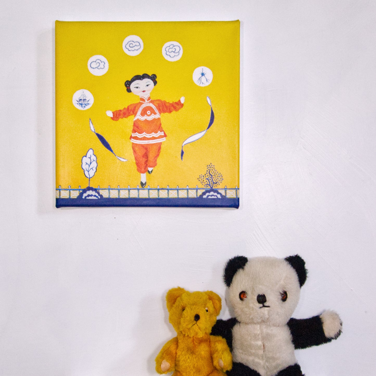 Juggling acrobat doll - Giclee art print