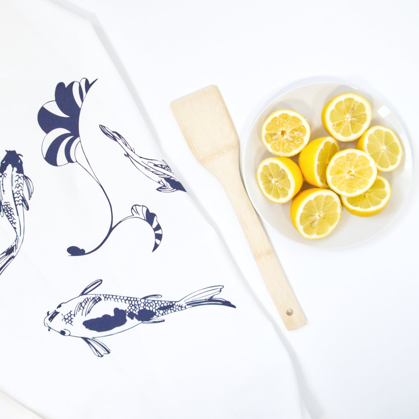Lucky koi tea towels - screen printed