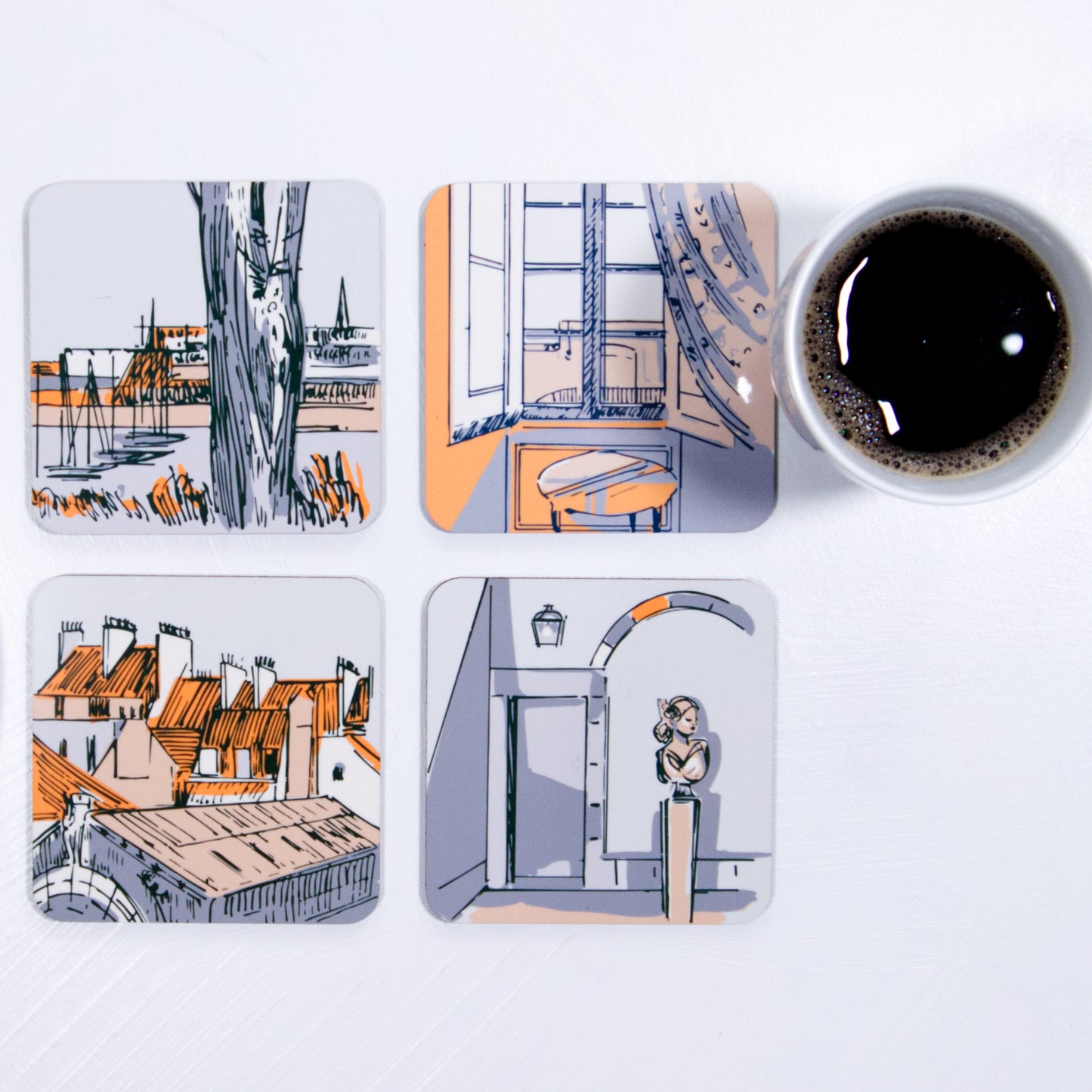 St Malo burnt orange set of 4 coasters