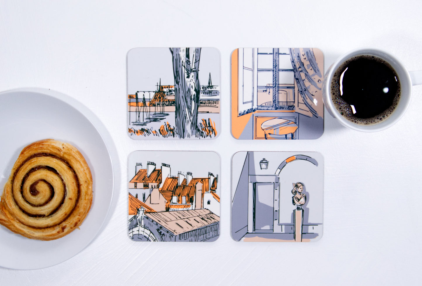 St Malo burnt orange set of 4 coasters