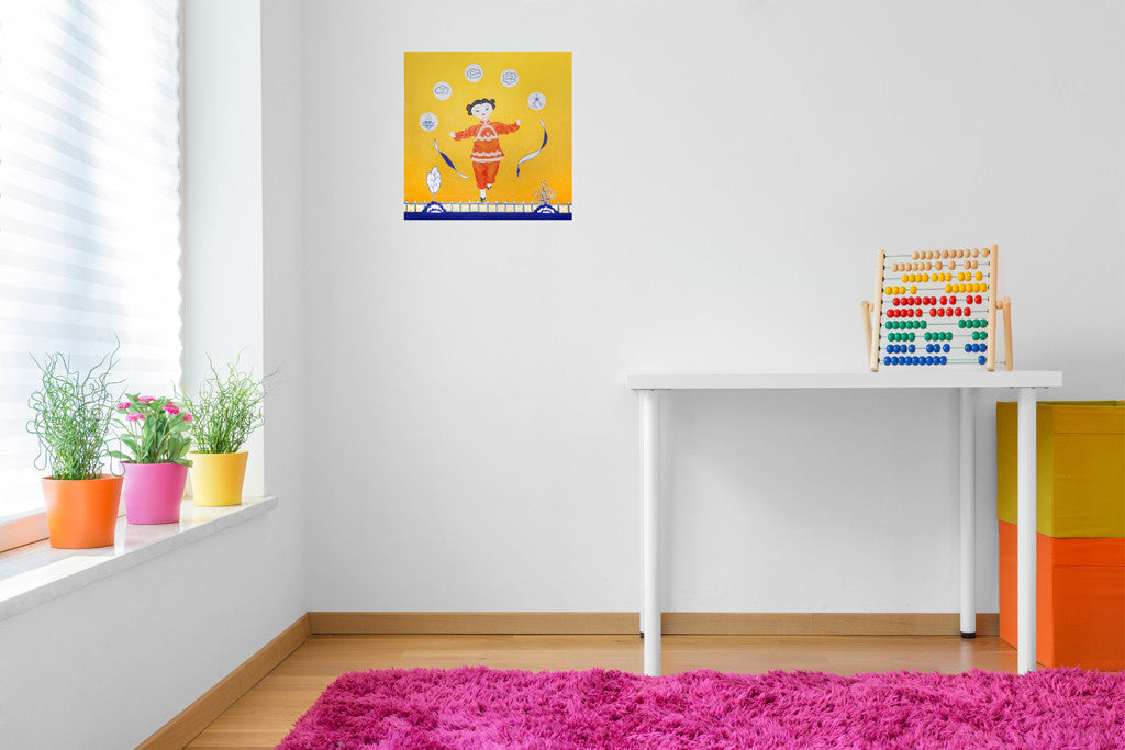 Juggling acrobat doll - Giclee art print