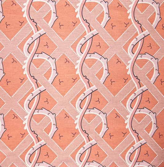 Coral Trellis fabric - digital print