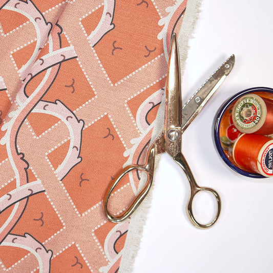 Coral Trellis fabric sample - digital print