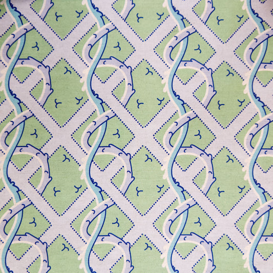 Lime Trellis fabric - digital print